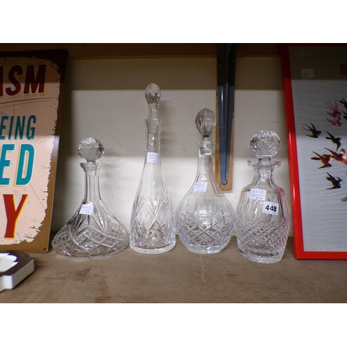 448 - FOUR CRYSTAL DECANTERS