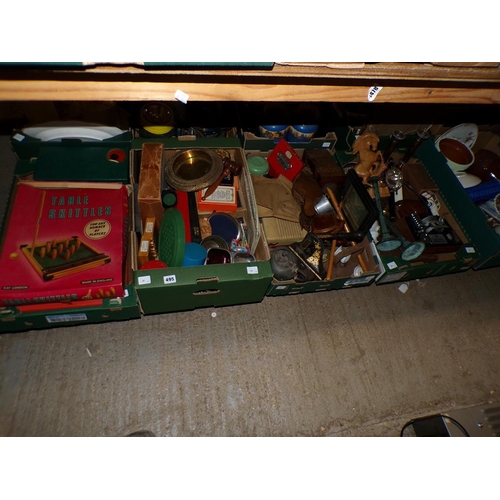 495 - FOUR BOXES OF MISC TO INCL METALWARE, TREEN ETC