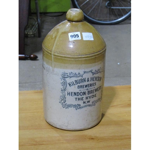 905 - KILBURN & HENDON BREWERY STONEWARE DEMI JOHN - 34 cms h