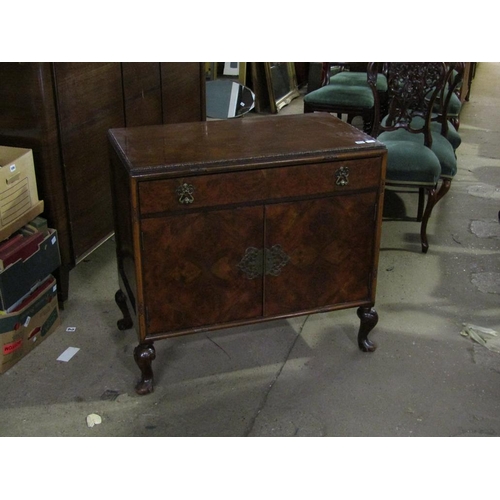 953 - WALNUT VENEERED TWO DOOR CUPBOARD