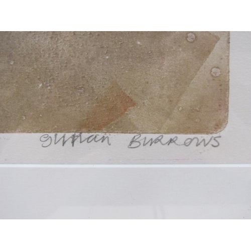 1215 - GILLIAN BURROWS - PASSION ROSE, COLOURED CONTEMPORARY PRINT, F/G, 49CM X 70CM