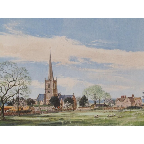 1223 - BARNFATHER - SPRING COMES TO WINTERBOURN, LIMITED EDITION PRINT, F/G, 30CM X 37CM