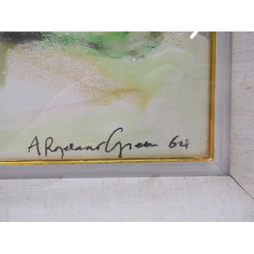 1224 - Alfred Rozelaar Green 64 - FRAMED WATERCOLOUR, ABSTRACT SUBJECT, F/G, 55CM X 58CM