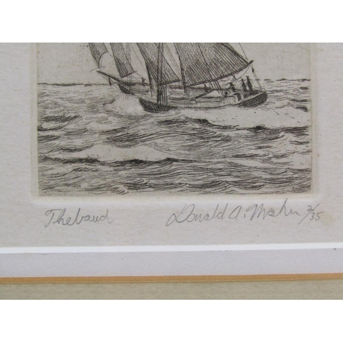 1236 - DONALD MALIN - A BOAT, B&W ENGRAVING, F/G, 13CM X 8CM