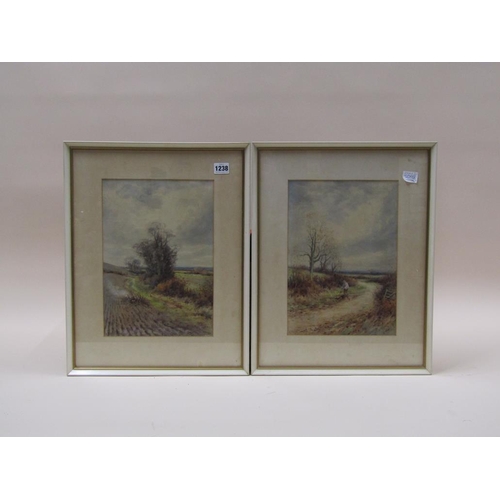 1238 - PAIR - A MOLLINEUX STANNARD - PASTURAL LANDSCAPES WITH PLOUGHING, SIGNED WATERCOLOUR, F/G, 32CM X 23... 