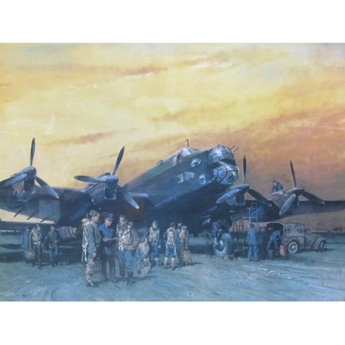 1250 - WW2 COLOURED PRINT - THE LAST HALIFAX - TERENCE CUNEO, SIGNED IN PENCIL, F/G, 56CM X 67CM