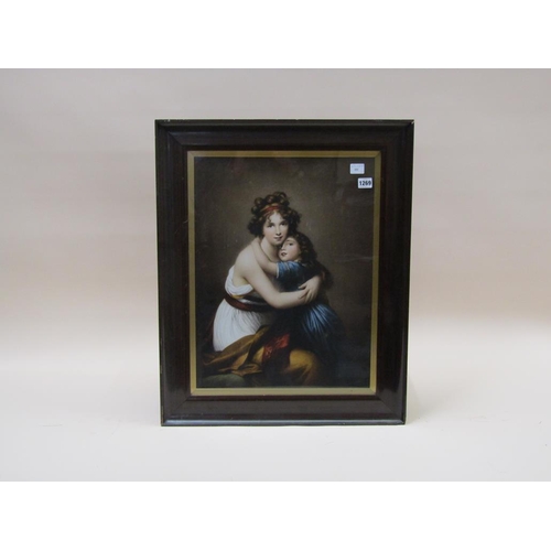 1269 - FRAMED COLOURED PRINT - MOTHER AND CHILD, F/G, 53CM X 42CM