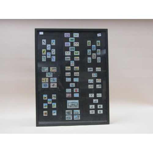 1275 - FOUR PANELS OF MOUNTED POSTAL STAMPS AND OTHER RELATED MATTERS, F/G