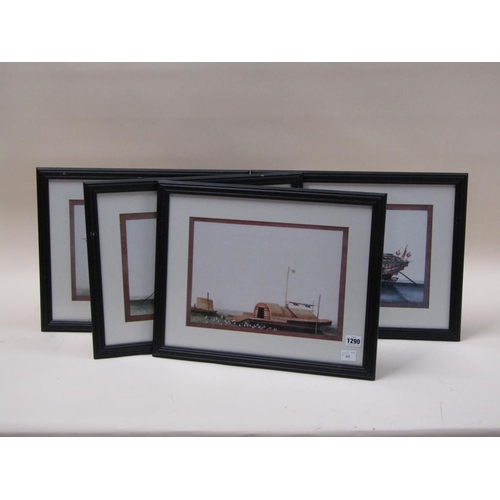1290 - SERIES OF FOUR F/G ORIENTAL COLOURED PRINTS - VARIOUS BOATS