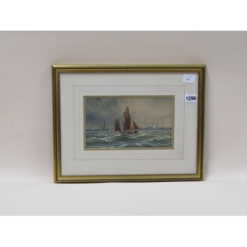 1296 - MORTIMER - COASTAL FISHING VESSEL, SIGNED WATERCOLOUR, F/G, 14CM X 23CM