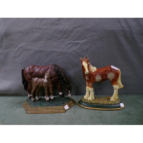 1415 - TWO PAINTED METAL DOORSTOPS FEATURING HORSES