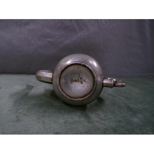 1424 - PEWTER SMALL TEAPOT, 21CM W