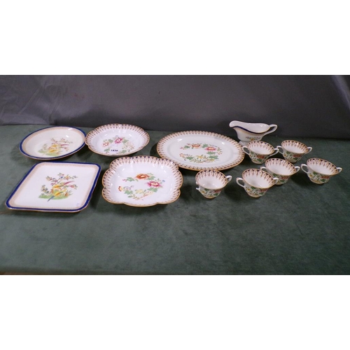 1830 - ROYAL WORCESTER PART SERVICE WITH FLORAL DECORATION, PATTERN 798, SOUP CUPS, 6CM H