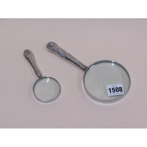 1508 - TWO SILVER HANDLED MAGNIFYING GLASSES