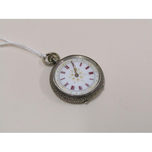 1521 - CONTINENTAL ENAMEL DIAL SILVER FOB WATCH