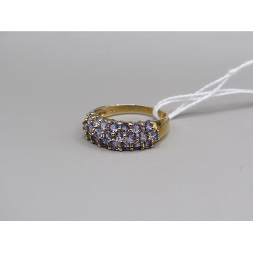 1561 - 9ct GOLD BLUE STONE SET RING SIZE P