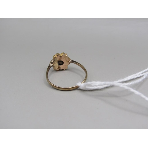 1568 - 15ct GOLD PIN CONVERTED TO A RING WITH A 9ct GOLD BAND - SIZE N