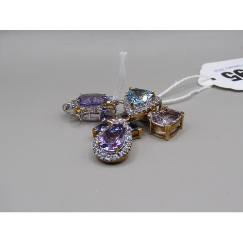 1595 - FOUR 9ct GOLD STONE SET PENDANTS