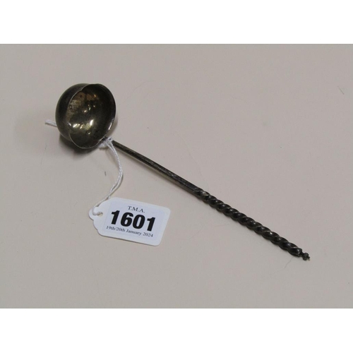 1601 - GEORGIAN SILVER LADEL WITH TWIST HANDLE