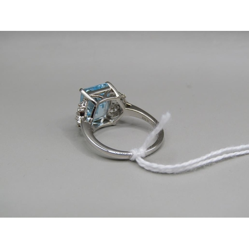 1609 - SILVER BLUE TOPAZ RING - SIZE N