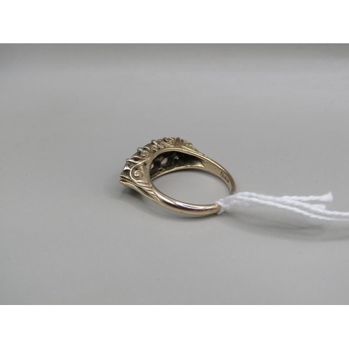 1610 - YELLOW METAL EDWARIDAN DIAMOND BOAT RING - SIZE P