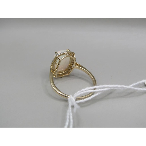 1619 - GOLD OPAL WHITE SAPPHIRE RING - SIZE U