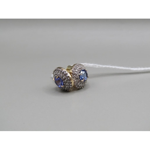 1624 - GOLD TANZANITE CLUSTER EARRINGS