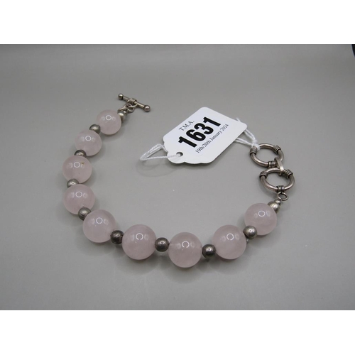 1631 - SILVER ROSE QUARTZ BRACELET