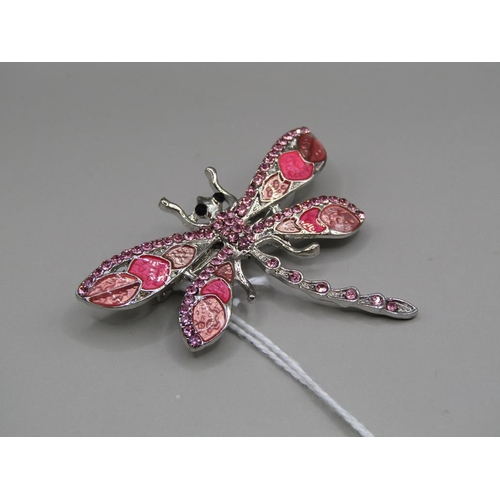 1640 - ENAMEL CRYSTAL DRAGONFLY BROOCH