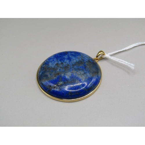 1644 - LARGE LAPIS LAZULI SILVER GILT PENDANT