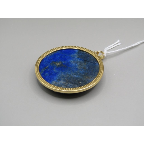 1644 - LARGE LAPIS LAZULI SILVER GILT PENDANT