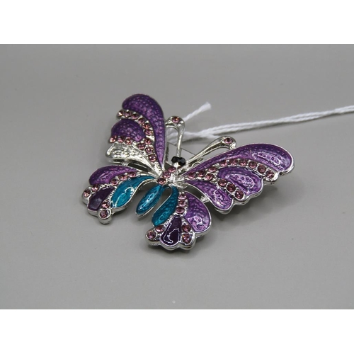 1646 - ENAMEL CRYSTAL BUTTERFLY BROOCH