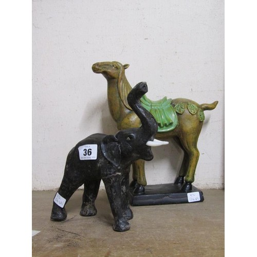 36 - LEATHER ELEPHANT AND HORSE