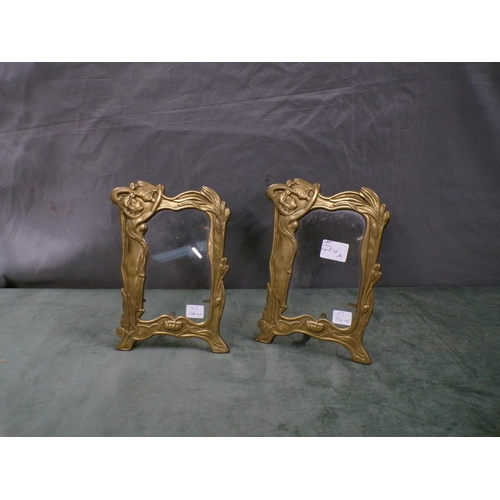 1484A - PAIR OF BRASS ART NOUVEAU STYLE PHOTO FRAMES, EACH 21CM H