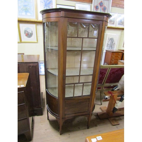 1939 - EDWARDIAN INLAID MAHOGANY STANDING GLAZED DISPLAY CABINET 90 x 167 cms