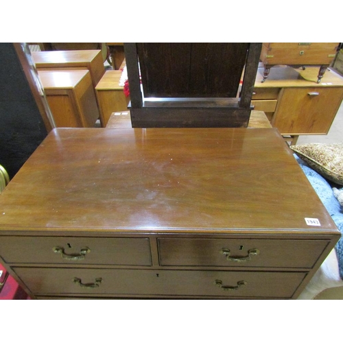 1943 - 19c MAHOGANY CHEST OF TWO SHORT AND THREE LONG DRAWERS ON BRACKET FEET 91 x 103 cms