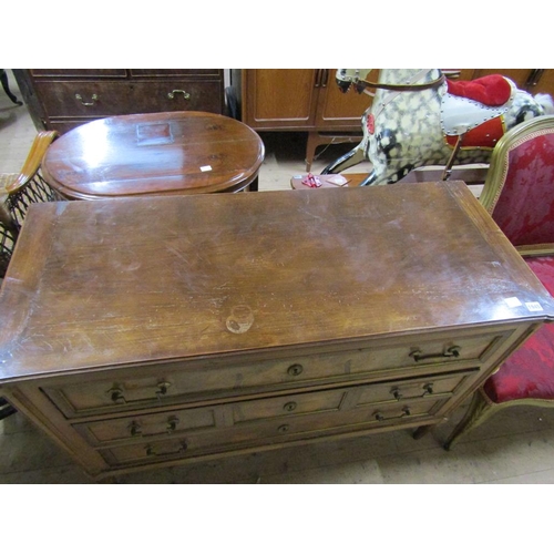 1945 - LATE 19c WALNUT CHEST OF THREE LONG DRAWERS 114 x 84 cms