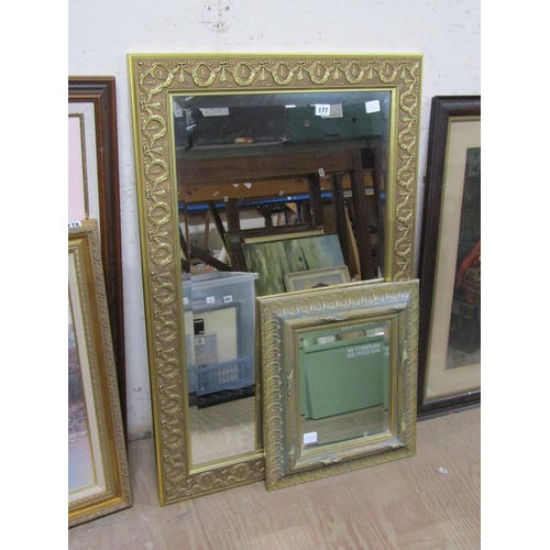 177 - TWO GILT FRAMED WALL MIRRORS
