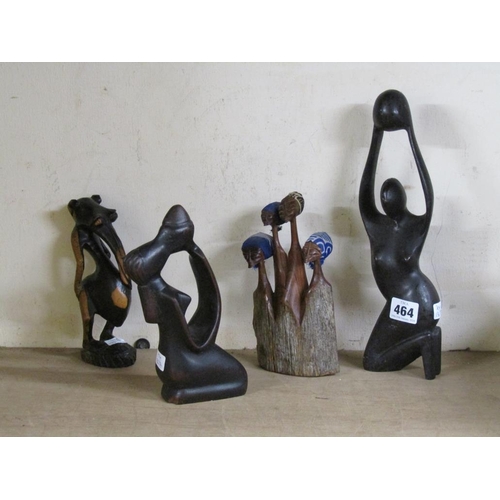 464 - FOUR CARVED AFRICAN FIGURES