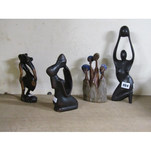 464 - FOUR CARVED AFRICAN FIGURES