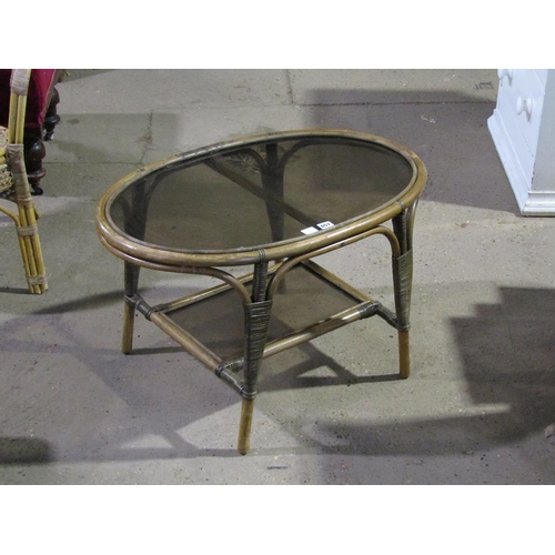 657 - BAMBOO AND GLASS OCCASIONAL TABLE