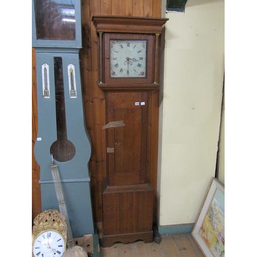 1304 - 19C OAK LONGCASE CLOCK, 195CM H