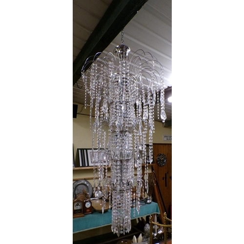 1356 - CRYSTAL GLASS DROPLET CHANDALIER 130cms H