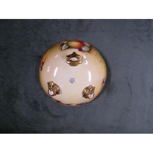 1832 - COALPORT HAND PAINTED THREE FOOTED BOWL DECORATED WITH FRUIT, SIGNED LEAR, 27CM DIAM