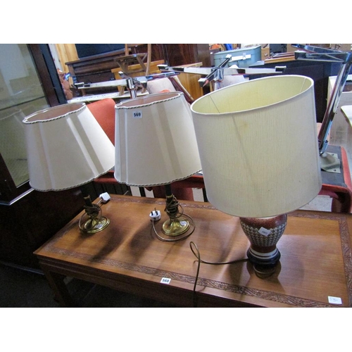 569 - THREE TABLE LAMPS