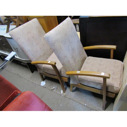 593 - TWO UPHOLSTERED ARMCHAIRS