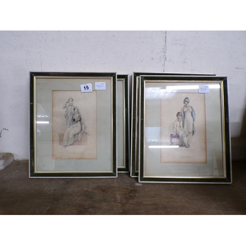 15 - FRAMED FASHION ENGRAVINGS