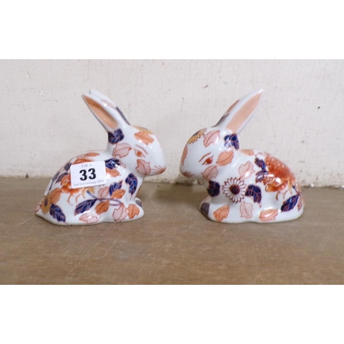 33 - TWO IMARI RABBITS