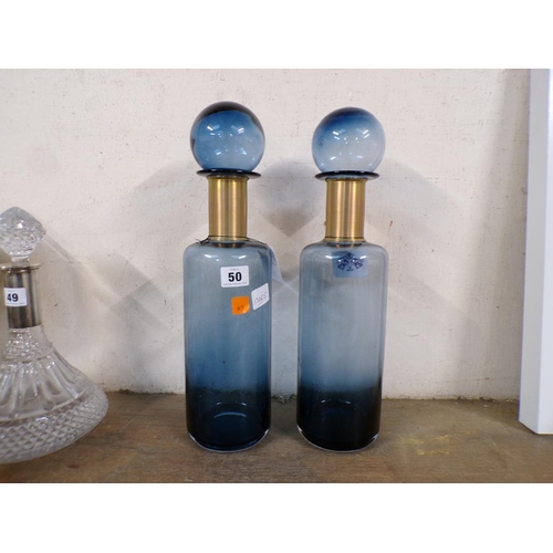 50 - PAIR OF BLUE CHEMIST BOTTLES