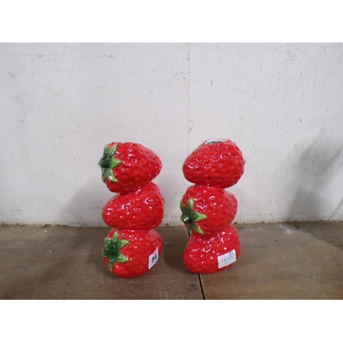 54 - PAIR OF PORCELAIN STRAWBERRY VASES